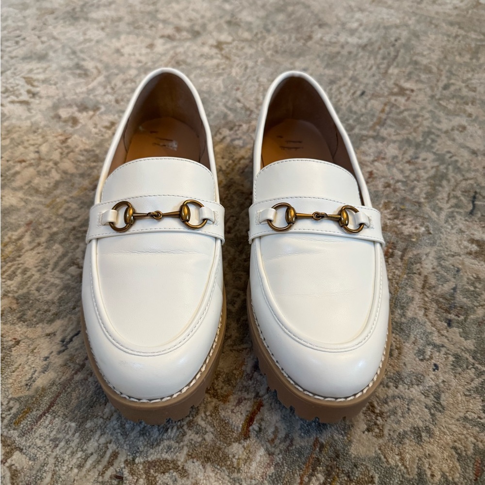 A New Day White Loafers with Gold Accent